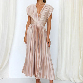 Adele™ | Maxikjole med V-hals og Folder