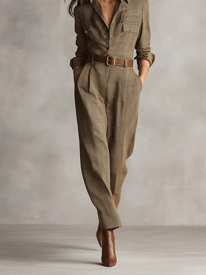 Mellura – Skreddersydd tweed-jumpsuit med raffinerte detaljer